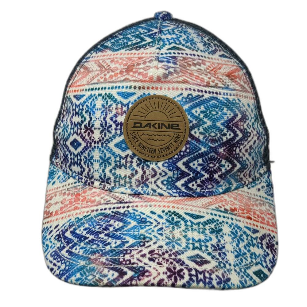 Dakine Trucker Hat Blue One Size Geometric Pattern Mesh Back Snapback Logo